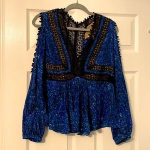 Rebecca Taylor Cold Shoulder Silk Top